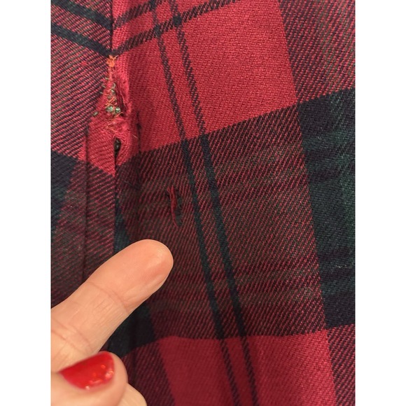 Burberry 1960s Reversible Trench Gabardine & Wool Plaid Cape Coat Red Navy OSFA - Picture 6 of 14